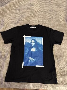 Off-White Black Tee with White & Blue Monalisa,  like new condition